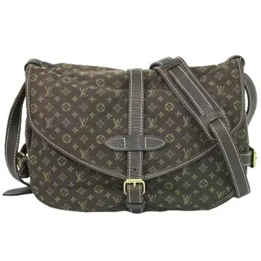 Louis Vuitton LV Saumur Monogram Lin Pochette Crossbody Bag Canvas Leather Brown